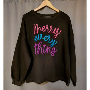 State Of Mine Women's 3D Sequin Merry Everything Christmas Sweater Size XL NWT